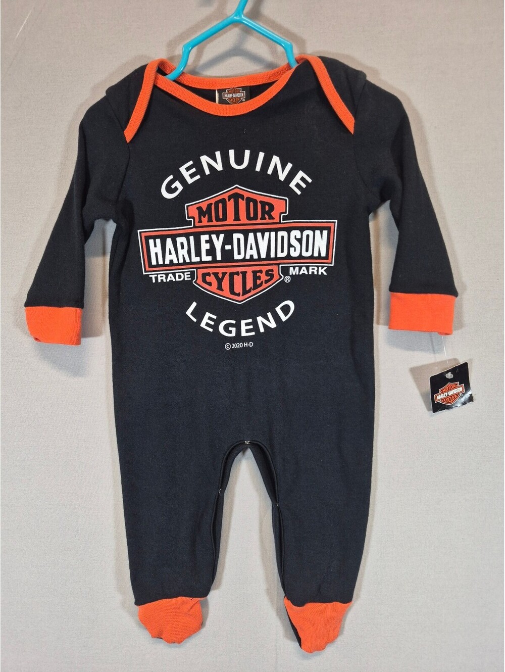 Harley-Davidson Baby 3-6M Footed Sleeper Black Orange Genuine Legend 2020 NWT